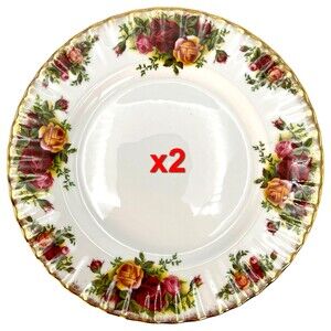Royal Albert Old Country Roses Lunch Plate (2) Starter Floral Gold Bone China 8"